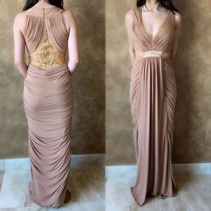 JOVANI Beige Swarovski Gown